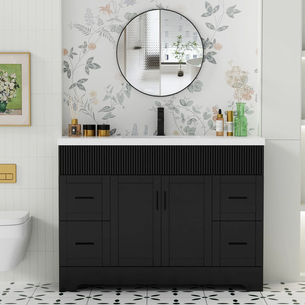 Meuble-lavabo de salle de bain Wavy Line 30/36/48 avec évier et robinet