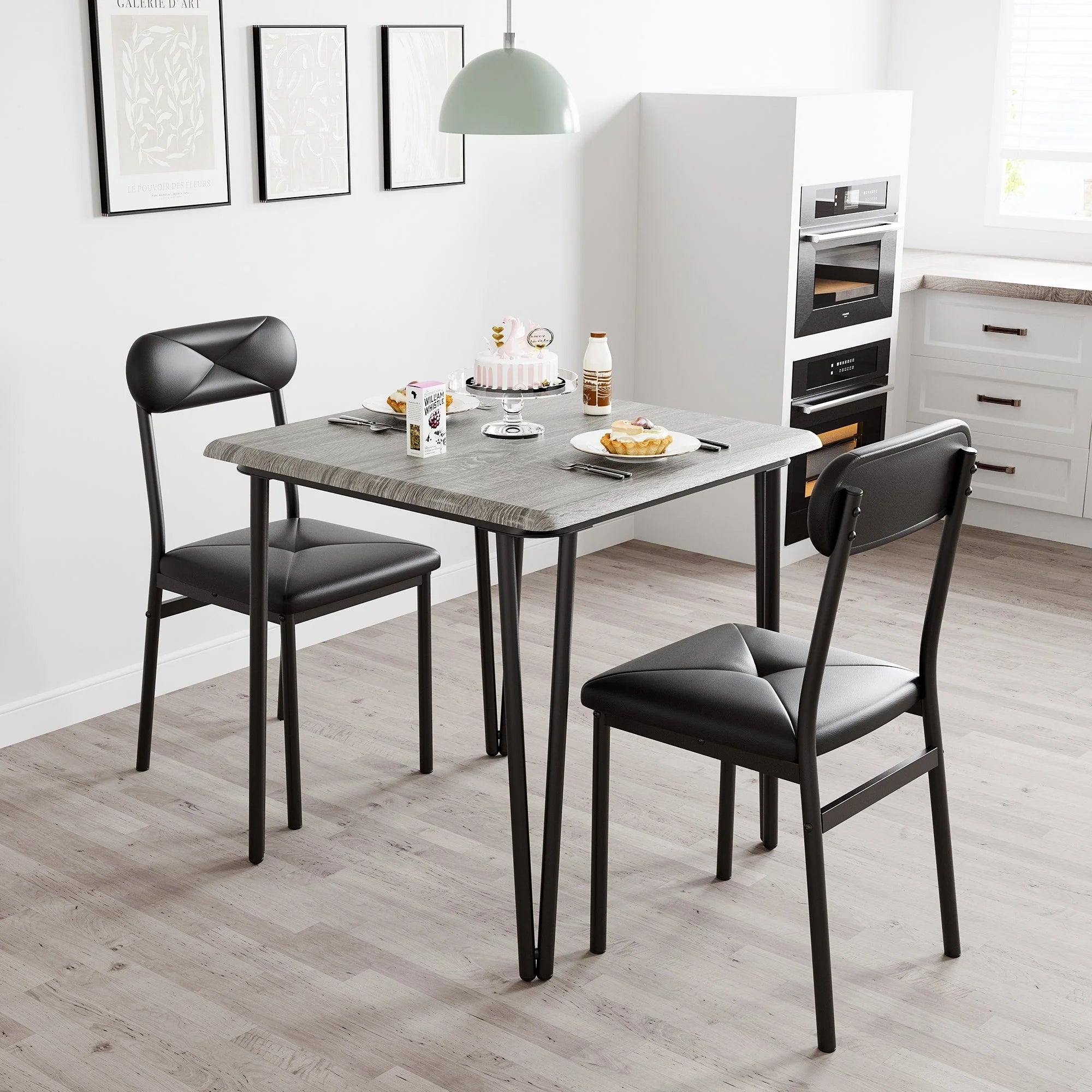 Ensemble table de cuisine et chaises pour salle à manger - 3 pièces
