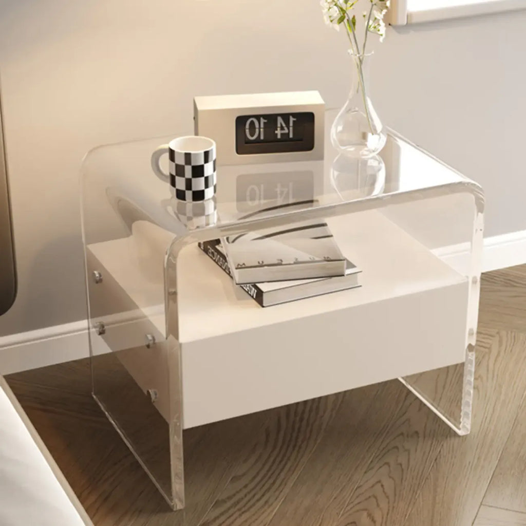 Table de chevet avec tiroirs en acrylique transparent