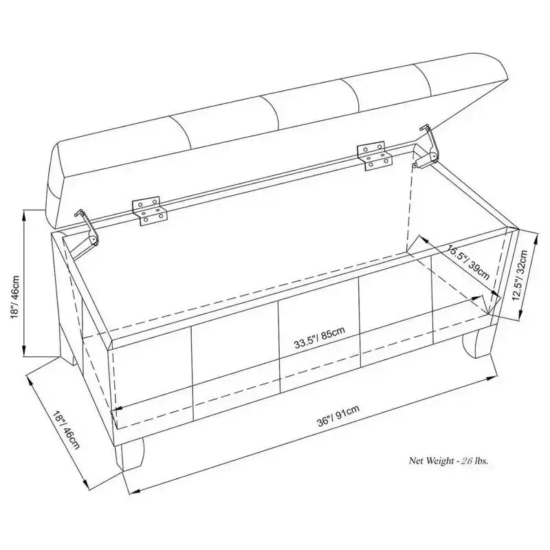 Banc de rangement ottoman Lancaster 36 - WyndenHall
