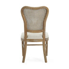 Chaises de salle à manger en bois d'hévéa de style fermier avec dossier en rotin (deux chaises par ensemble).