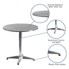 Table d'intérieur/extérieur en aluminium à plateau lisse de 27,5 po avec base
