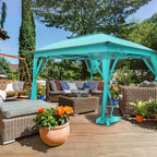 Cozywor Tonnelle escamotable en acier de 3,35 m x 3,35 m avec moustiquaire