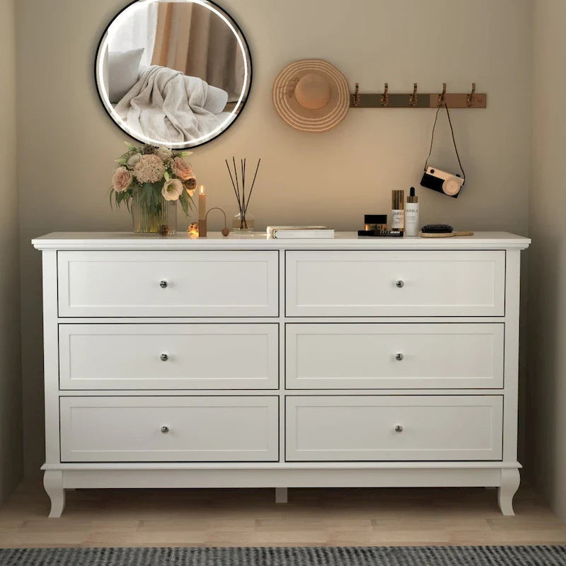 Commode de chambre à coucher en bois à 6 tiroirs profonds