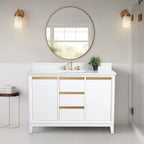 Meuble-lavabo Vanity Art avec évier en céramique et dessus en marbre reconstitué