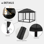 Cozywor Tonnelle escamotable en acier de 3,35 m x 3,35 m avec moustiquaire