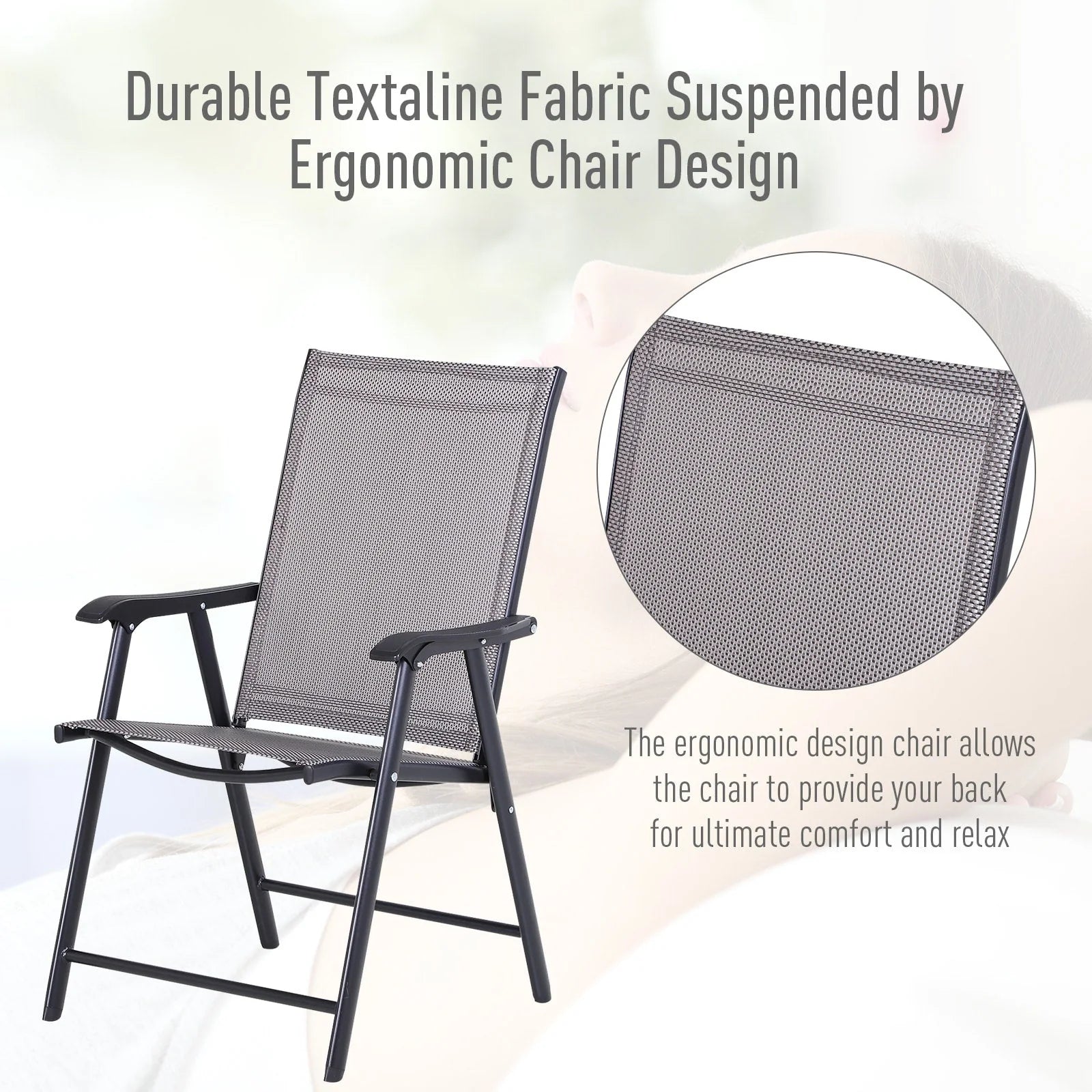 Lot de 4 chaises pliantes Outsunny au design simple et élégant, confortables pour la terrasse, le jardin et les voyages