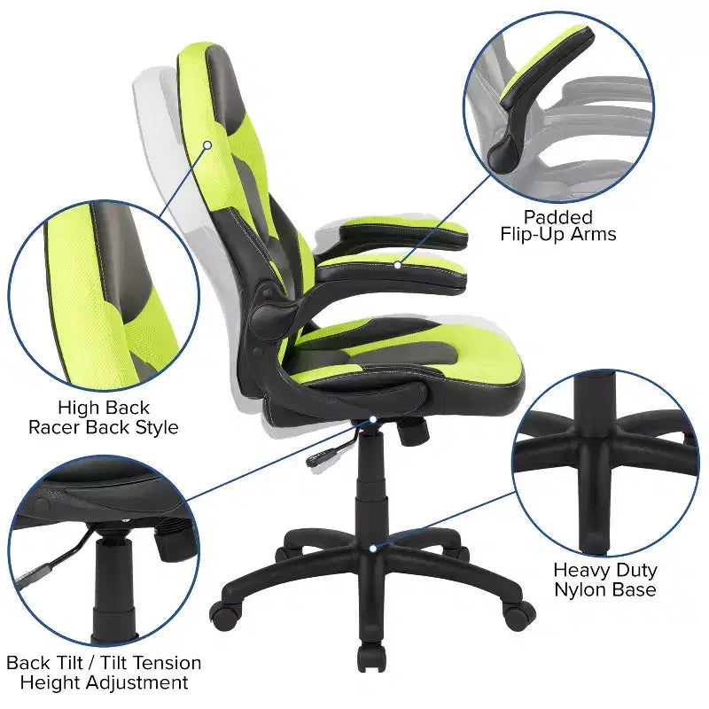 Ensemble bureau de jeu et chaise Emma et Oliver avec porte-gobelet, support pour casque et support pour écran