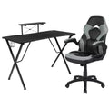 Ensemble bureau de jeu et chaise Emma et Oliver avec porte-gobelet, support pour casque et support pour écran