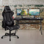 Ensemble Bureau Gaming Emma et Oliver - Support Tasse/Casque/Tapis de Souris Intégré