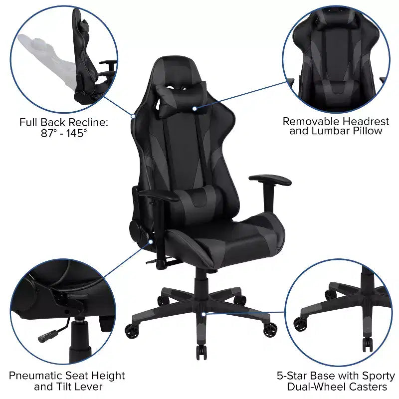 Ensemble Bureau Gaming Emma et Oliver - Support Tasse/Casque/Tapis de Souris Intégré