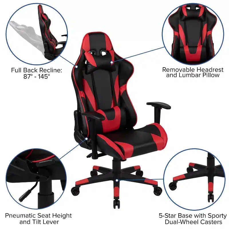 Ensemble Bureau Gaming Emma et Oliver - Support Tasse/Casque/Tapis de Souris Intégré