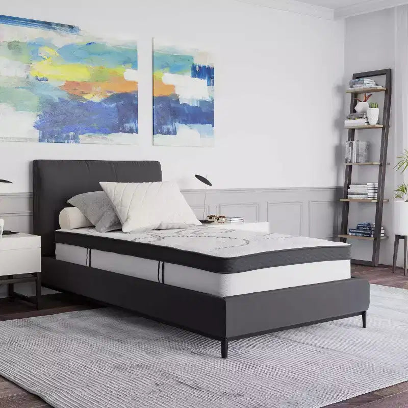 Flash Furniture Capri Matelas Hybride à Ressorts Ensachés de 25 cm, Certifié CertiPUR-US, Confortable pour le Sommeil, Matelas en Boîte