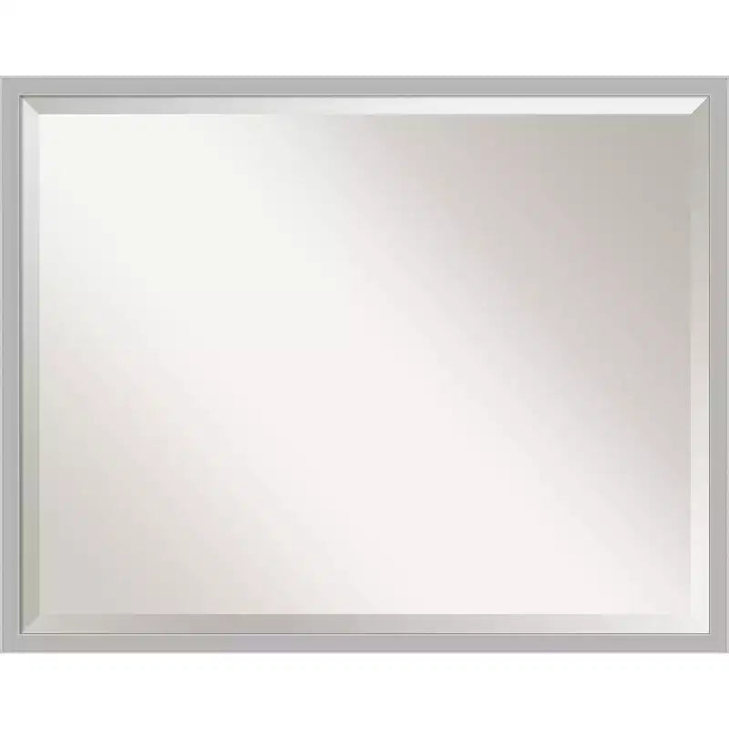 Hera Brushed Framed Bathroom Vanity Wall Mirror Chrome - Amanti Art