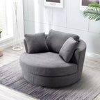 54 Wide Fully Assembled Round Swivel Barrel Chair and a Half - Kinwell