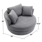 Fauteuil rond pivotant et demi Kinwell de 54 po de large entièrement assemblé