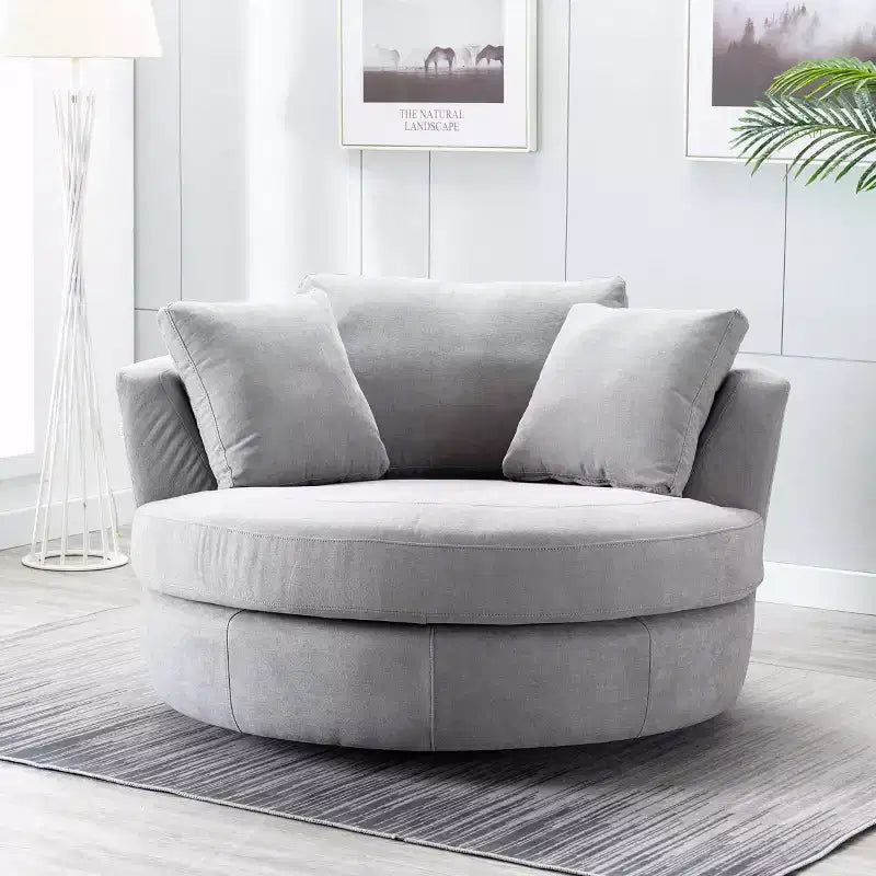 Fauteuil rond pivotant et demi Kinwell de 54 po de large entièrement assemblé