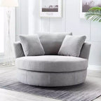 Fauteuil rond pivotant et demi Kinwell de 54 po de large entièrement assemblé