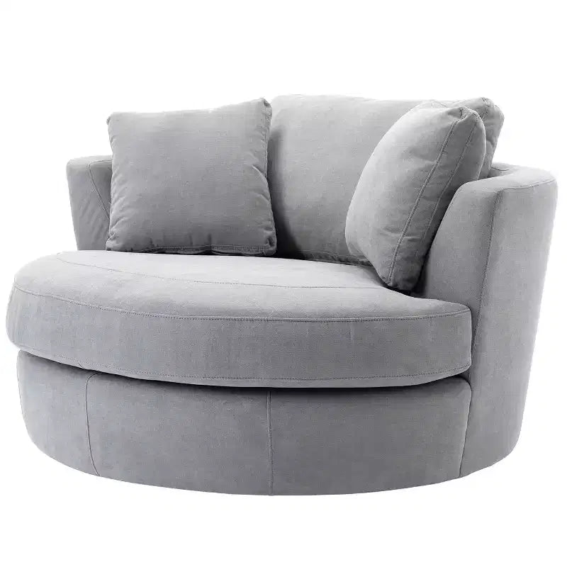 Fauteuil rond pivotant et demi Kinwell de 54 po de large entièrement assemblé
