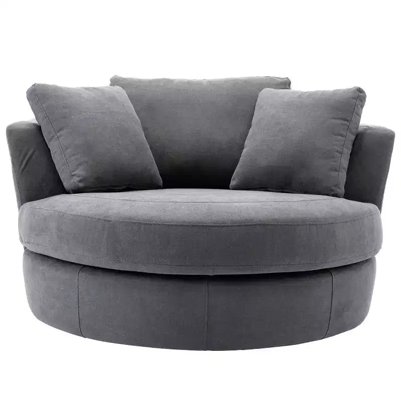 Fauteuil rond pivotant et demi Kinwell de 54 po de large entièrement assemblé