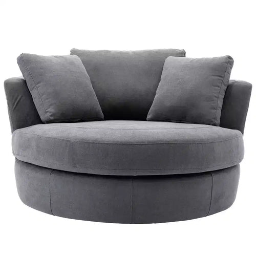 Fauteuil rond pivotant et demi Kinwell de 54 po de large entièrement assemblé