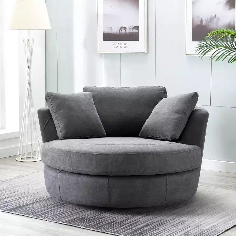 Fauteuil rond pivotant et demi Kinwell de 54 po de large entièrement assemblé