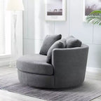 Fauteuil rond pivotant et demi Kinwell de 54 po de large entièrement assemblé