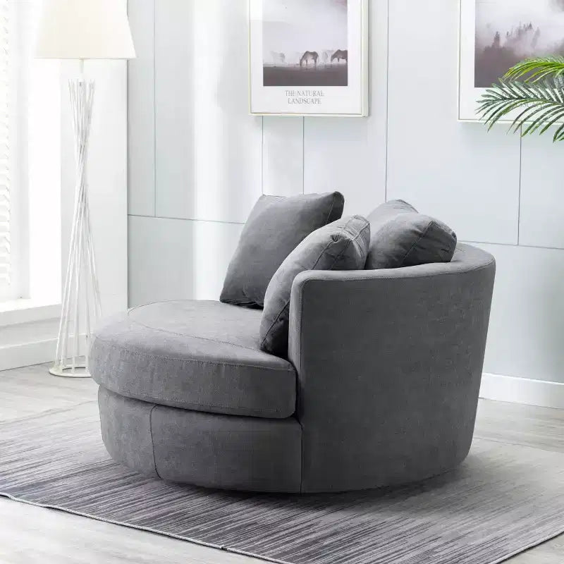 Fauteuil rond pivotant et demi Kinwell de 54 po de large entièrement assemblé