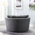 Fauteuil rond pivotant et demi Kinwell de 54 po de large entièrement assemblé