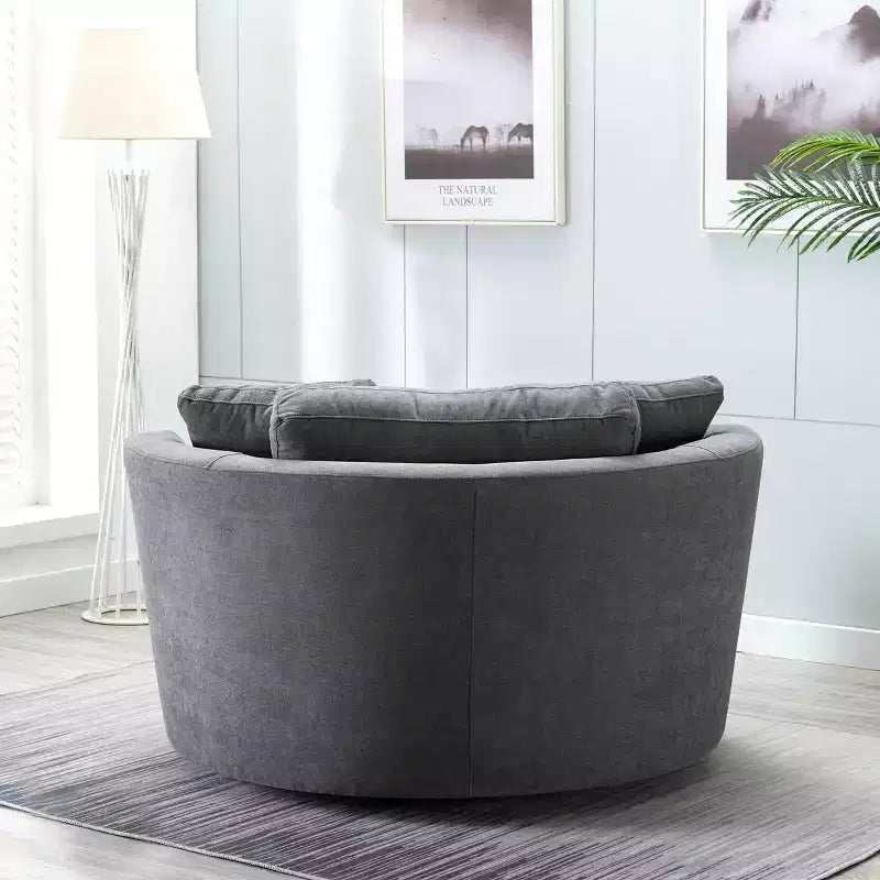 Fauteuil rond pivotant et demi Kinwell de 54 po de large entièrement assemblé