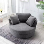 Fauteuil rond pivotant et demi Kinwell de 54 po de large entièrement assemblé