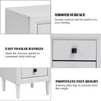 Costway Table de Chevet Table Basse Pieds en Bois Tiroirs de Rangement Blanc