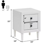 Costway Table de Chevet Table Basse Pieds en Bois Tiroirs de Rangement Blanc
