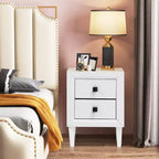 Costway Table de Chevet Table Basse Pieds en Bois Tiroirs de Rangement Blanc