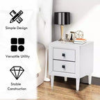 Costway Table de Chevet Table Basse Pieds en Bois Tiroirs de Rangement Blanc