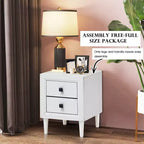 Costway Table de Chevet Table Basse Pieds en Bois Tiroirs de Rangement Blanc