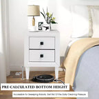 Costway Table de Chevet Table Basse Pieds en Bois Tiroirs de Rangement Blanc