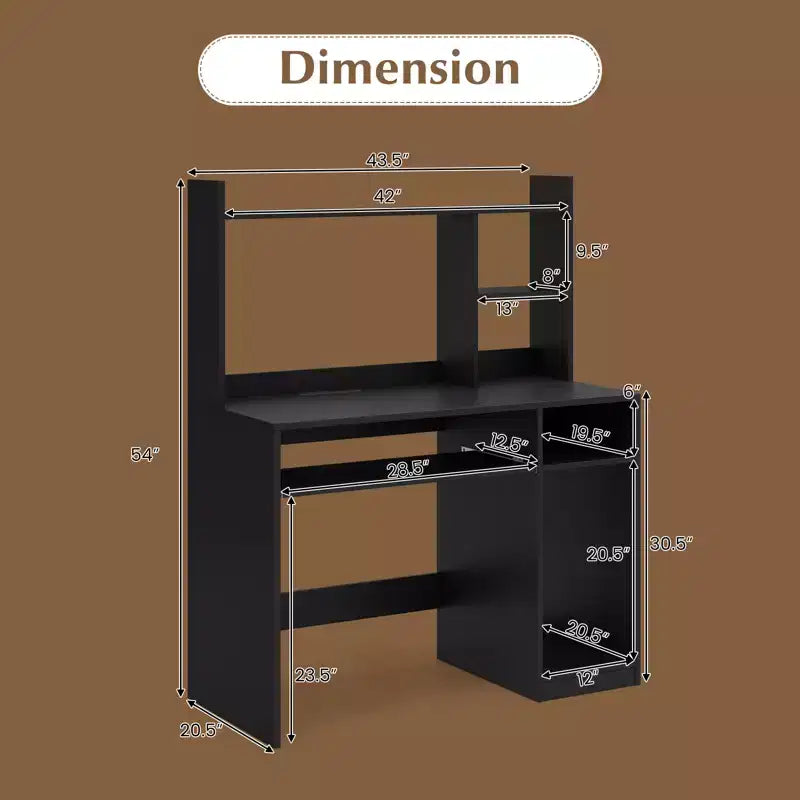 Bureau informatique Costway avec étagère, station de charge, surmeuble et support pour unité centrale