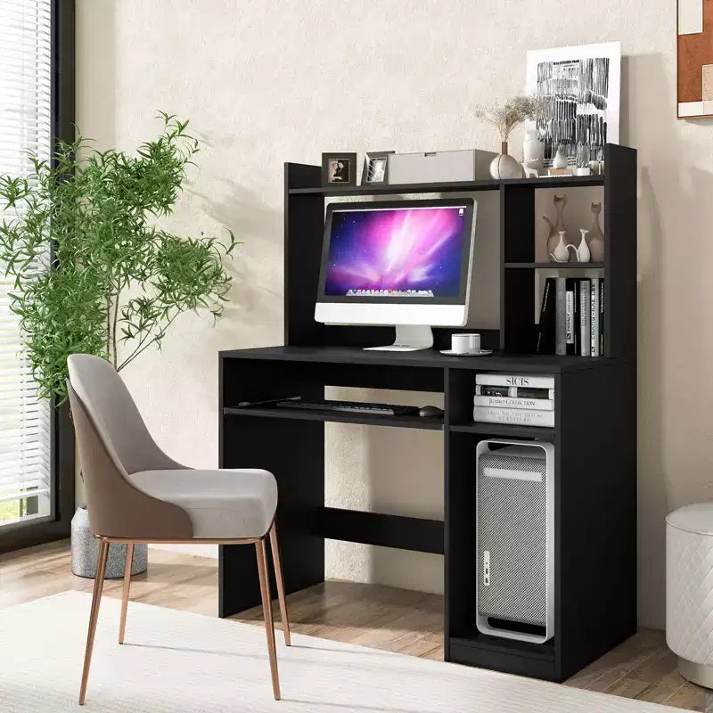 Bureau informatique Costway avec étagère, station de charge, surmeuble et support pour unité centrale