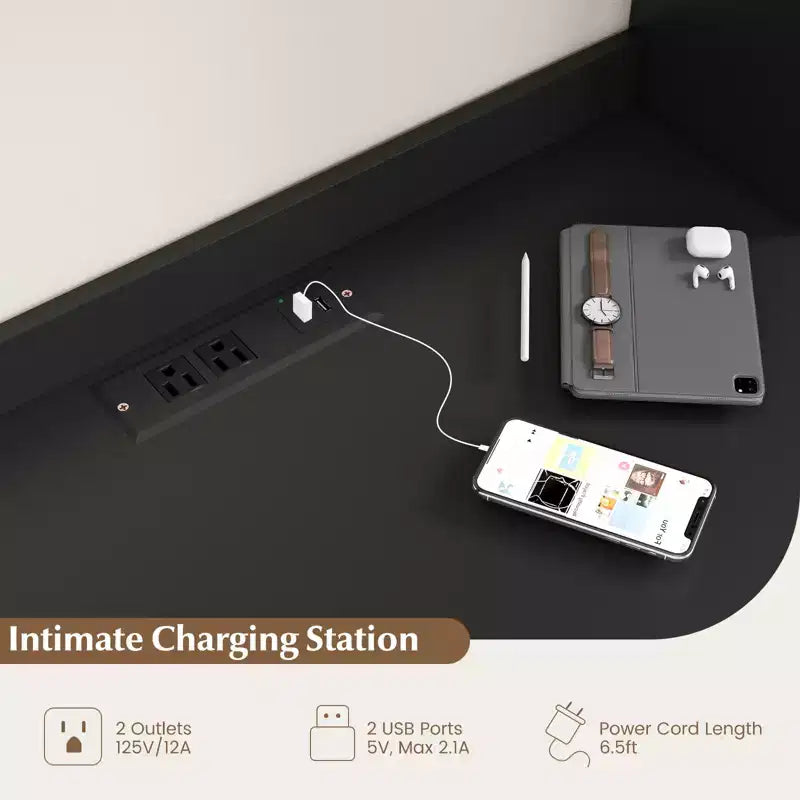 Bureau informatique Costway avec étagère, station de charge, surmeuble et support pour unité centrale