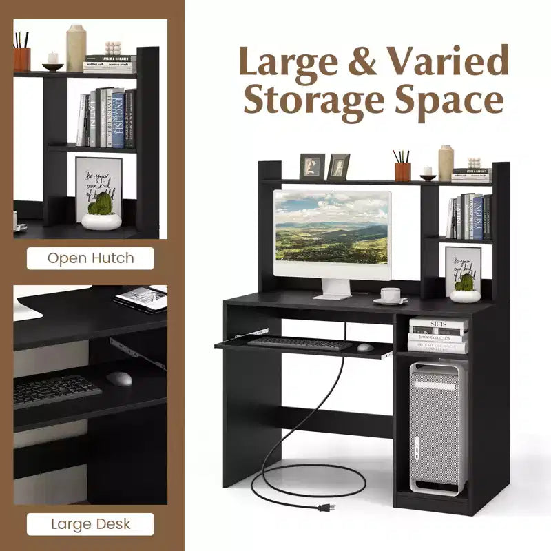 Bureau informatique Costway avec étagère, station de charge, surmeuble et support pour unité centrale