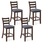 Costway Set of 4 Barstools Counter Height Chairs w/Fabric Seat & Rubber Wood Legs