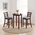 Lot de 4 tabourets de bar Costway, hauteur comptoir, avec assise en tissu et pieds en bois d'hévéa