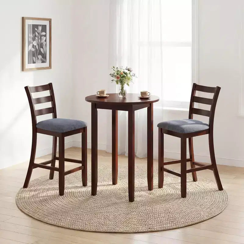 Lot de 4 tabourets de bar Costway, hauteur comptoir, avec assise en tissu et pieds en bois d'hévéa