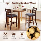 Lot de 4 tabourets de bar Costway, hauteur comptoir, avec assise en tissu et pieds en bois d'hévéa