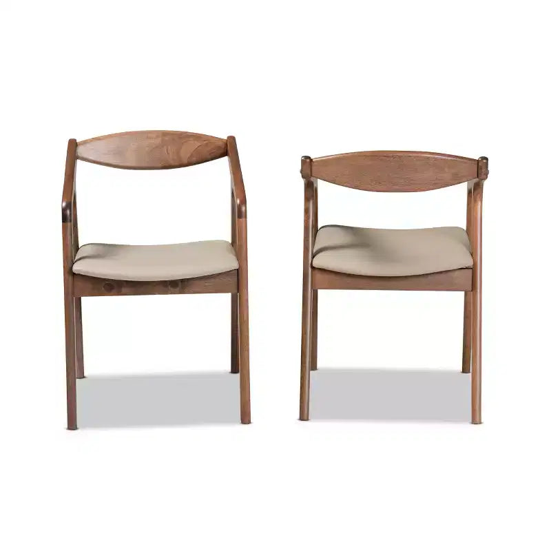 Lot de 2 chaises de salle à manger Harland en similicuir et bois – Baxton Studio