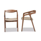 Lot de 2 chaises de salle à manger Harland en similicuir et bois – Baxton Studio