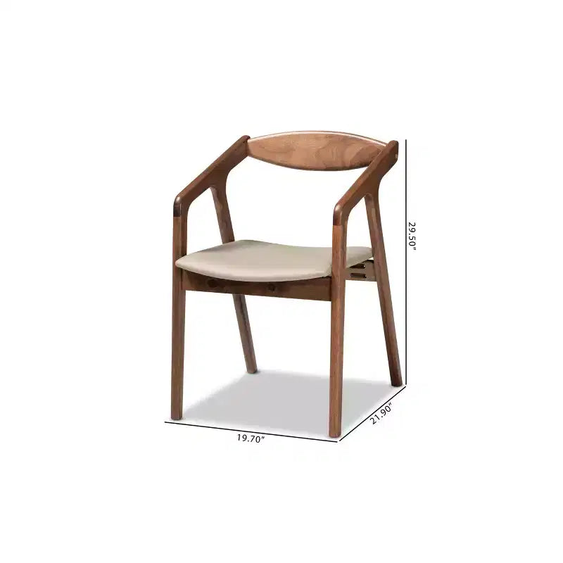 Lot de 2 chaises de salle à manger Harland en similicuir et bois – Baxton Studio