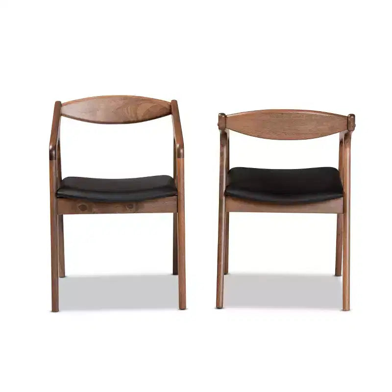 Lot de 2 chaises de salle à manger Harland en similicuir et bois – Baxton Studio