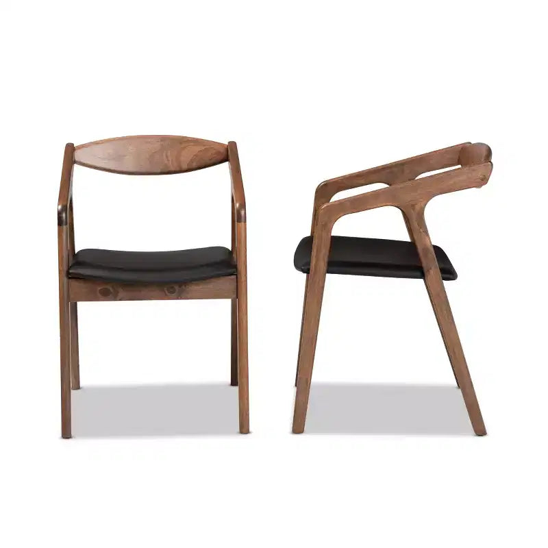 Lot de 2 chaises de salle à manger Harland en similicuir et bois – Baxton Studio